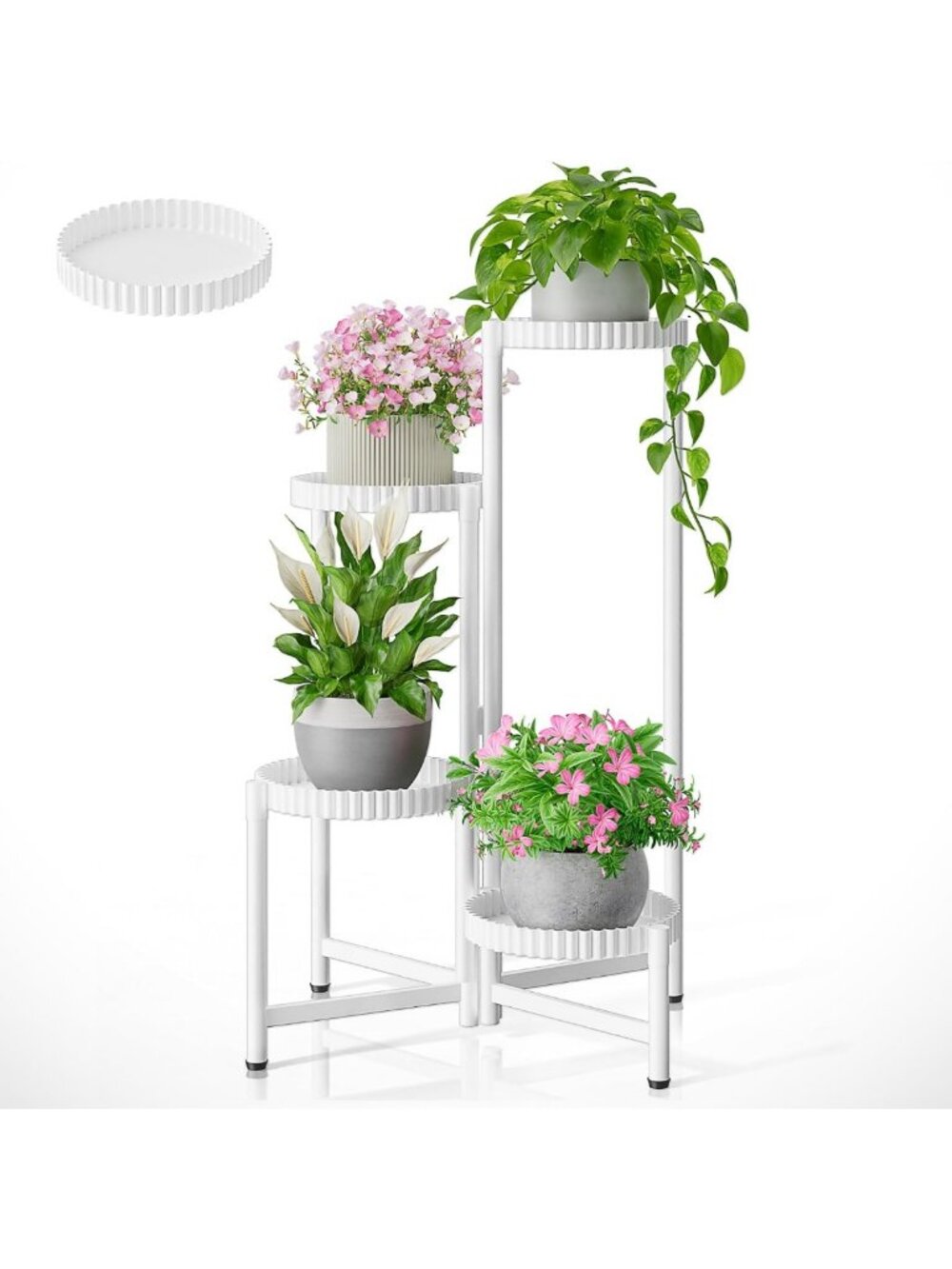 4-Tier Metal Corner Plant Stand - Heavy Duty Indoor Outdoor Flower Pot Holder